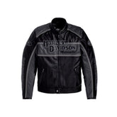 Harley Davidson Classic Cruiser Grey and Black Cowhide Leather Jacket for Men with Dual Vents